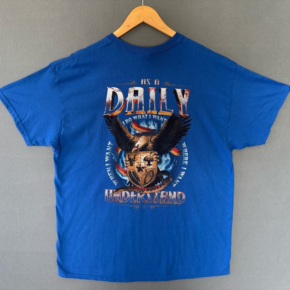Eagle Graphic Tee T-Shirt XL Blue “As A Daily” Quote heavy cotton - Picture 2 of 6